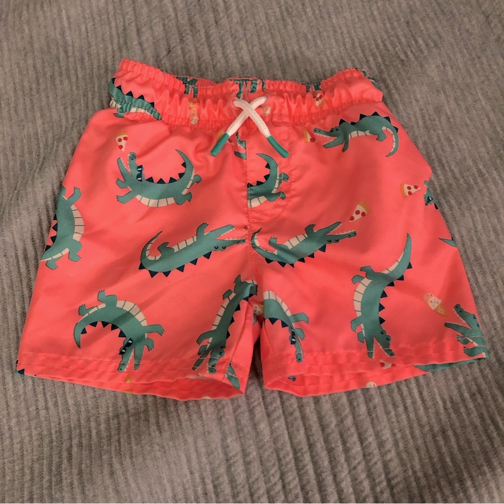 Cat & Jack Alligator Swim Trunks Shorts, Baby Size 12 months